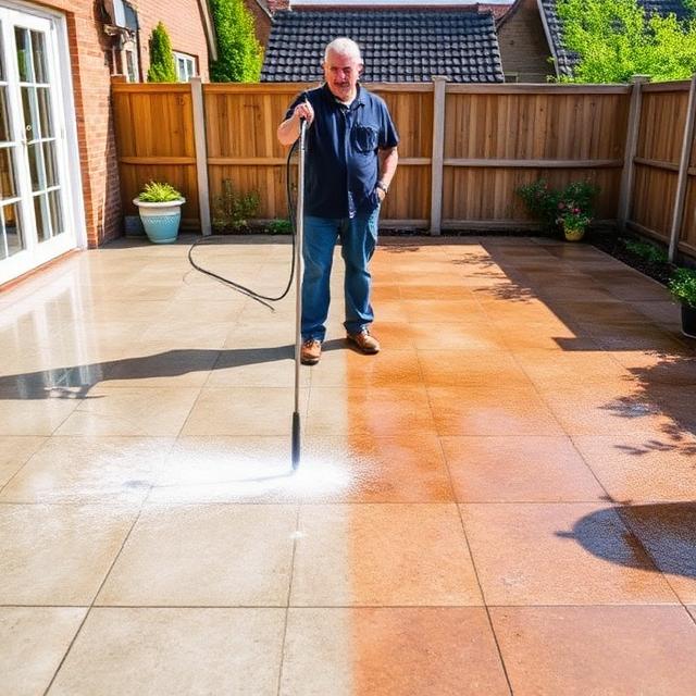 Professional driveway and patio pressure washing service in Falkirk, Central Scotland